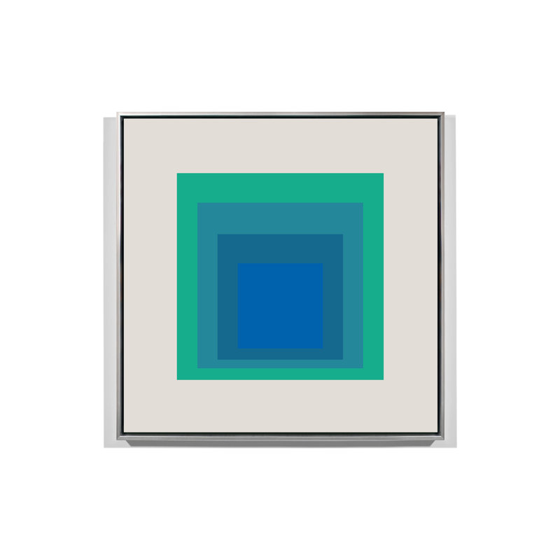 Square Series Blue Print, Silver Floater Framed, 51" H x 51" W