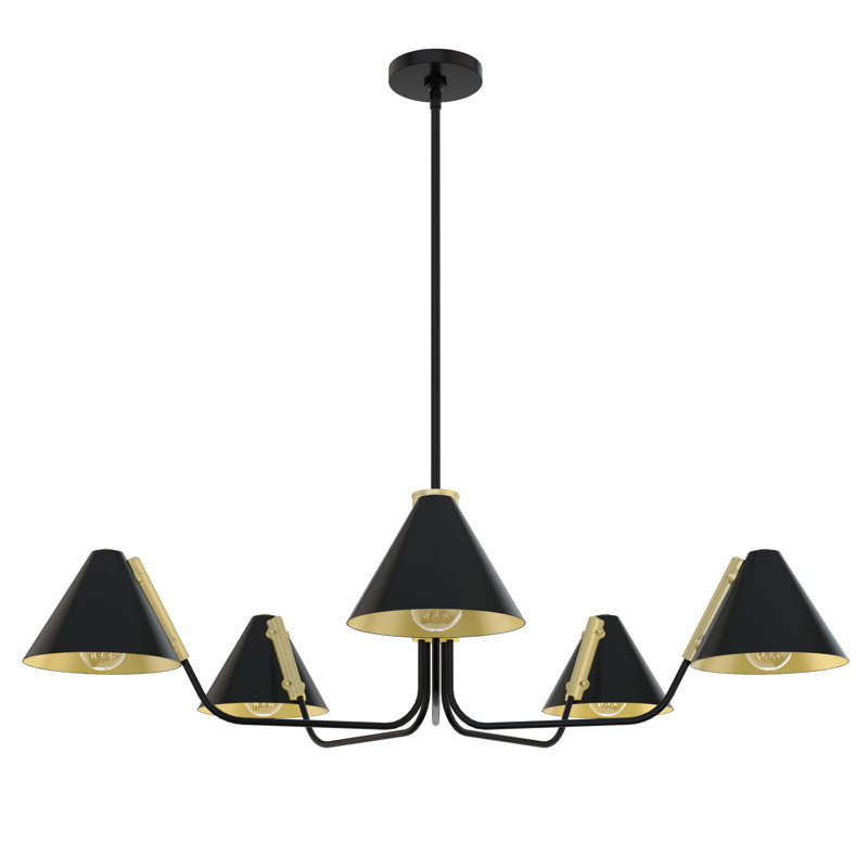 Grove Isle 5 - Light Unique Geometric Chandelier, Black