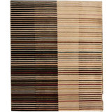 Wool Striped Area Rug in Beige/Black