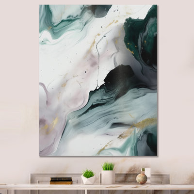 «Green and White Contemplative Abstraction II», art abstrait en marbre encadré