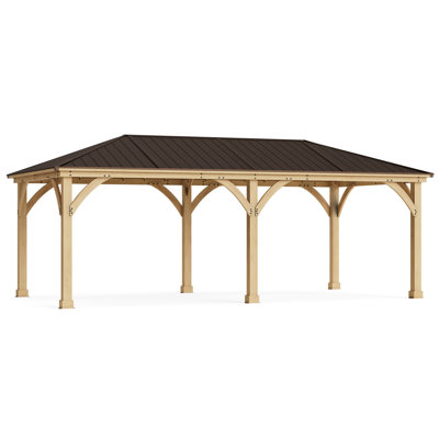 12' x 24' Meridian Gazebo with Aluminum Roof, Cedar Wood Frame, and Weather-Resistant Finish