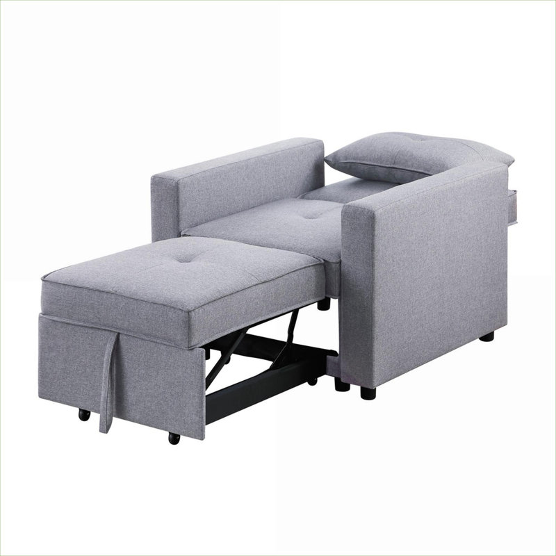 Petit fauteuil d'appoint convertible en lin gris, Gris