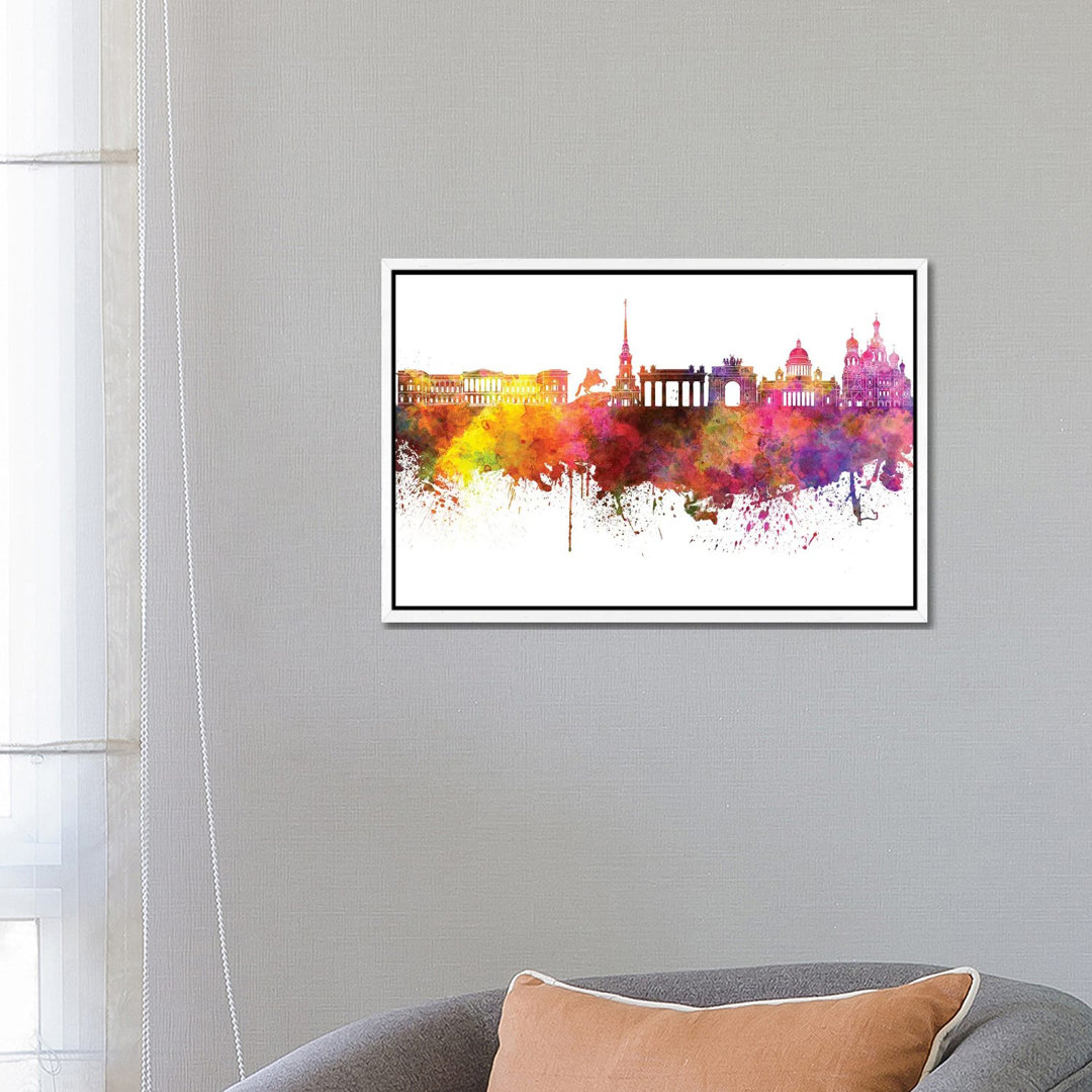 Sankt Petersburg Skyline in Aquarell von Paul Rommer - Galerie-verpackte Leinwand Giclée auf Leinwand