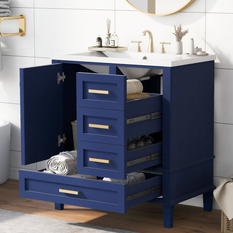 Meuble-lavabo simple 18,09 po avec comptoir d'évier, Bleu