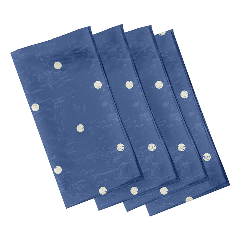Leviner Polyester Polka Dots Square Napkin, Blue