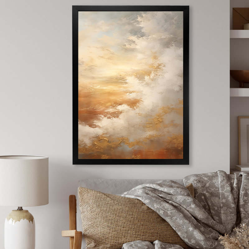 Nuage de minimalisme beige sur toile, Cadre photo noir, H 20 po x l 12 po x P 1 po