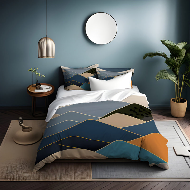 Polyester Abstract Duvet Cover, Twin Duvet Cover + 1 Queen Sham