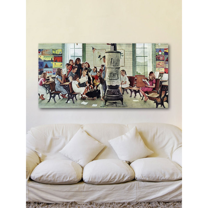 Norman Rockwell Visits A Country School by Norman Rockwell - Wrapped Canvas Print, 30 cm H x 61 cm W