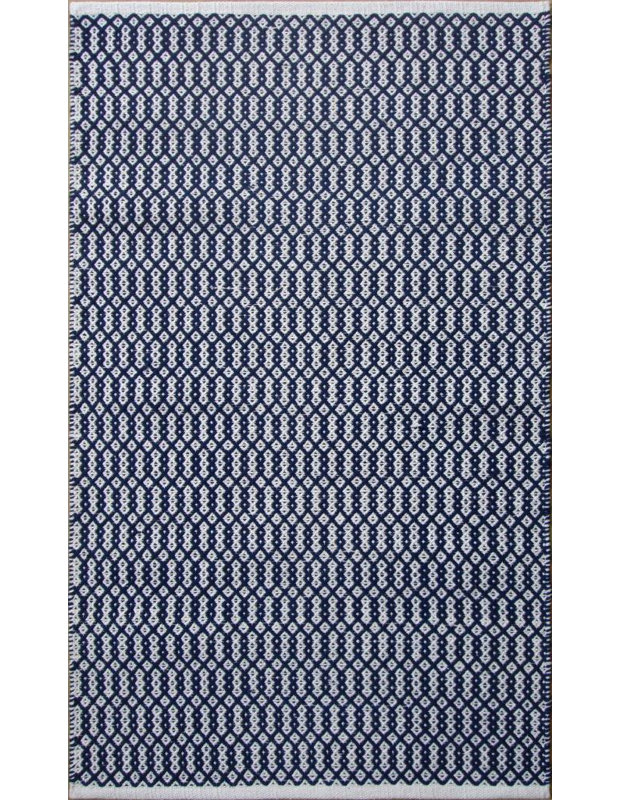 Tapis bleu tissé à la main Parker, Rectangle 5 pi x 7 pi 6 po