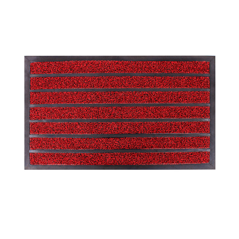 Non-Slip Striped Outdoor Doormat, Red