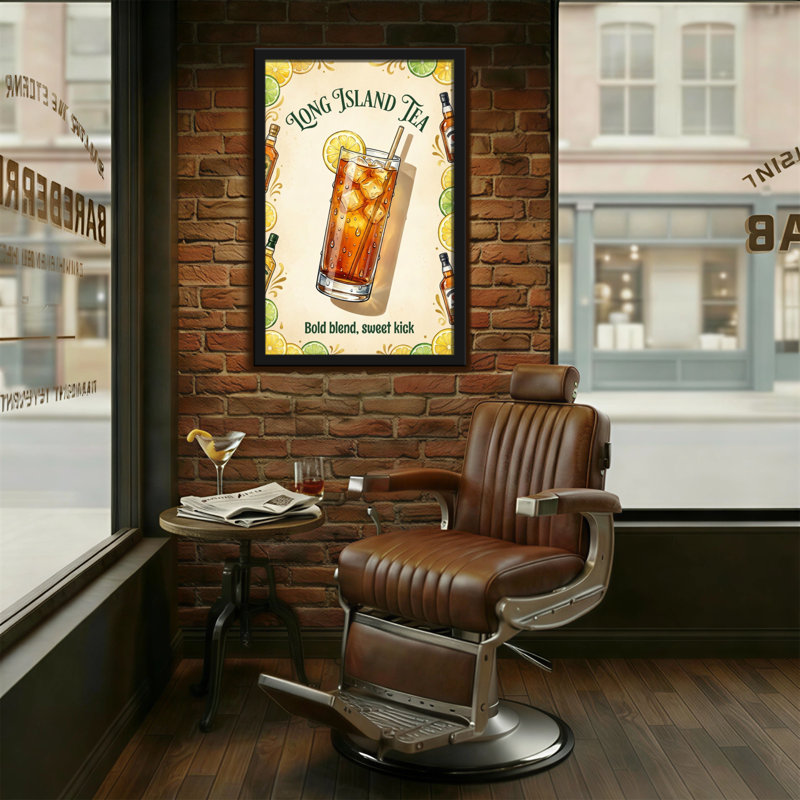 Motif de cocktail tendance Long Island Tea, H 36 po x l 24 po