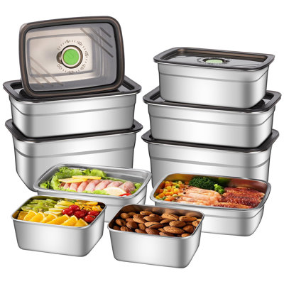 Food Storage Containers With Airtight Lids, Dishwasher Safe, Eco-Friendly Kitchen Organizers In Various Sizes, 10 Pack, (Silver)