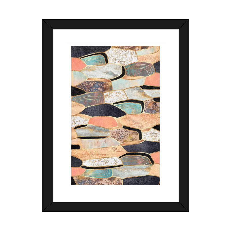 Jolie pierre par Elisabeth Fredriksson-impression d’art graphique, H 32 po x l 24 po x P 1 po, Papier encadré noir, Blanc