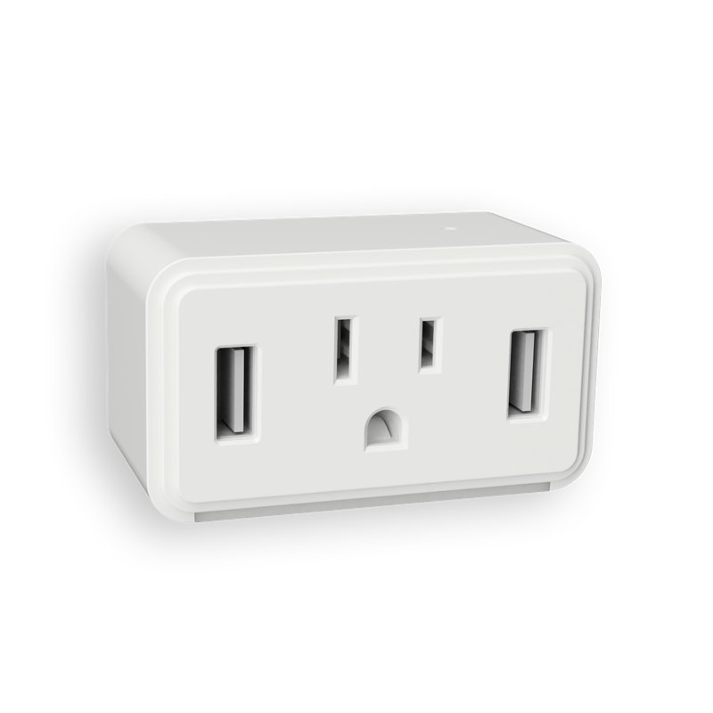 White Compact Dual USB Outlet with LED Night Light