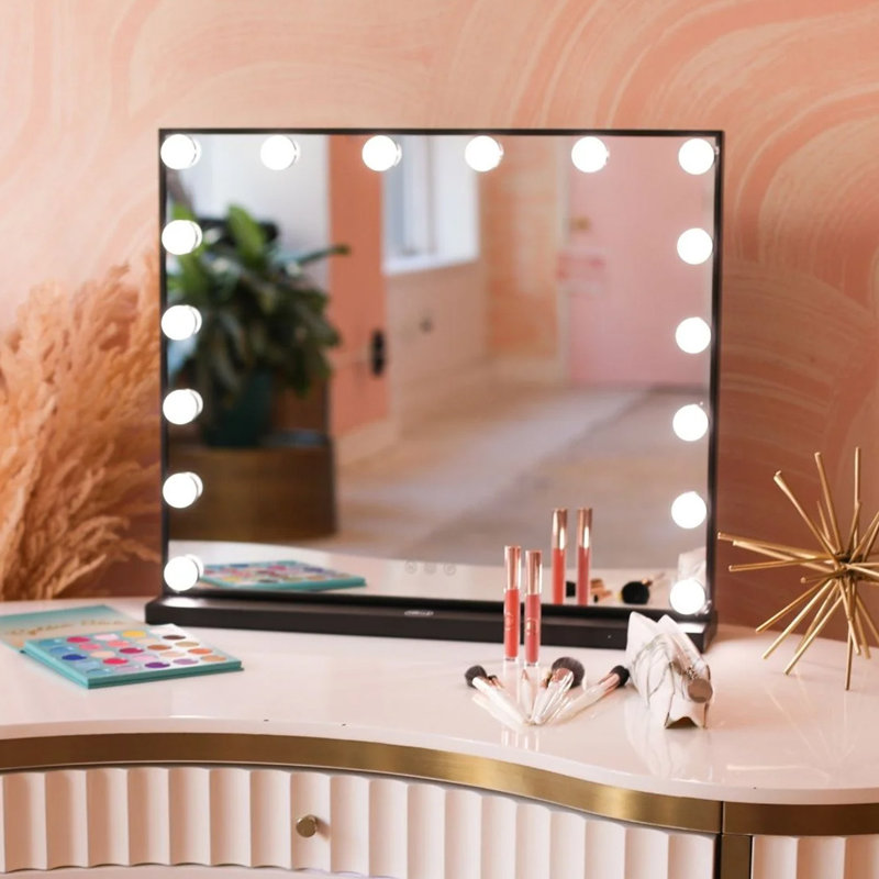 Lizbeth 16-Light Metal Rectangle Dressing Mirror