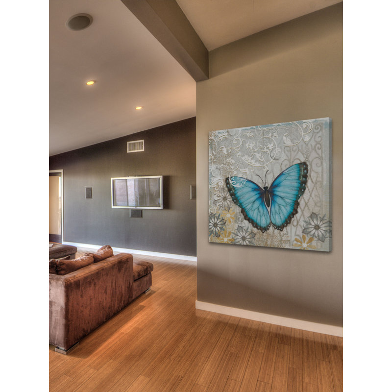 « light blue papillon » par alan hopfensperger, reproduction d’art sur toile tendue, H 32 po x l 32 po