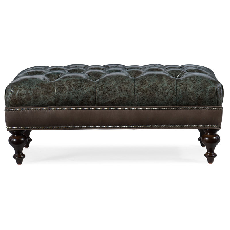 Rects Ottoman, Stone, #9 Nickel, Outsider Raven Genuine Leather