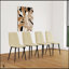 Ensemble de table de salle à manger Mid-Century moderne en bois aggloméré et chaises rembourrées en lin, idéales pour les espaces compacts et les salles à manger élégantes-1107136244-1107136246