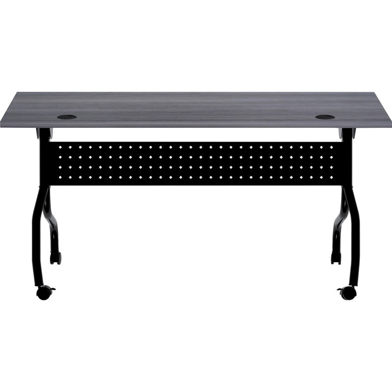 Charcoal and Black Flip-Top Training Table with Casters