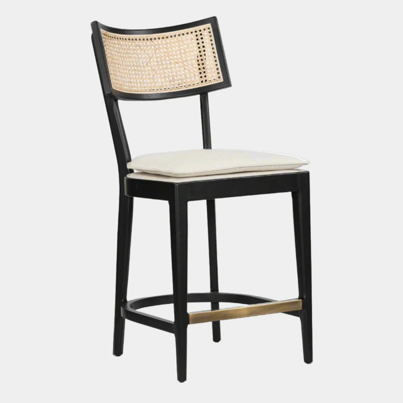 Curve Cane Counter Stool, Black