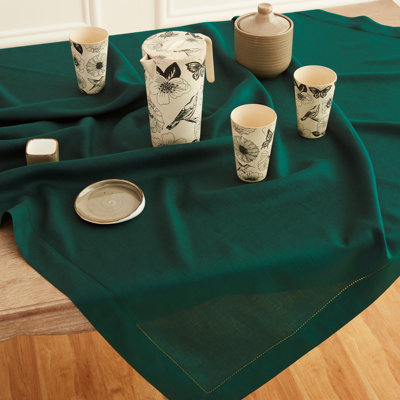 100% Pure Linen Hemstitch Tablecloth- Classic Hemstitch