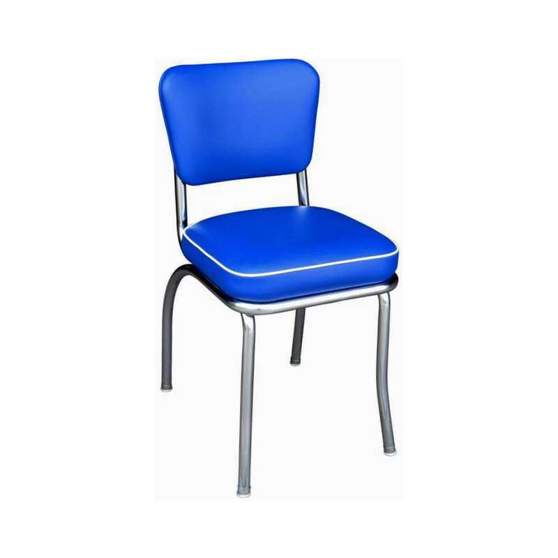 Chaise de salle à manger rembourrée rétro, Bleu royal