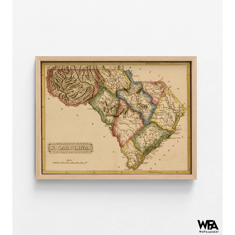 South Carolina 1817, Sc State Map, Sc Travel Map, Rustic Old South Carolina, reproduction d'affiche, école scolaire, art mural