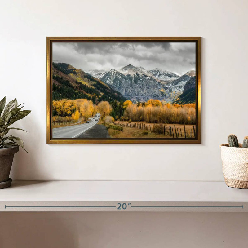 Route d'automne à Telluride, Cadre flottant doré, 13 po x 9 po