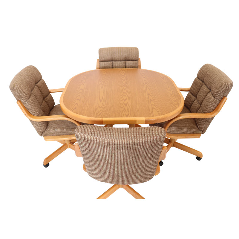 Ensemble de salle à manger à roulettes 5 pièces, Tweed caramel