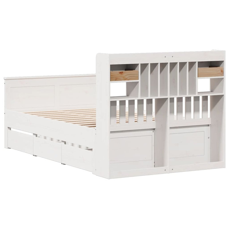 Mogadore Solid Wood Bed, 135 x 190 cm, White