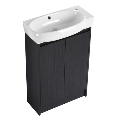 Meuble-lavabo autoportant de 23 po avec lavabo et portes à fermeture douce