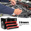 Boîte à outils 20 po 3 en acier avec outils, noir et rouge, et métal, plateau de rangement supérieur, poignée de transport pour le garage, la maison, outils portatifs d'établi, noir rouge, matériau robuste, glissière à roulement, multiple-1200246543