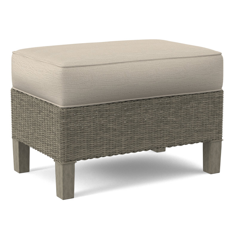 Gibraltar Ottoman, Stone Hearth, Light Blue Performance Fabric; 0851-55