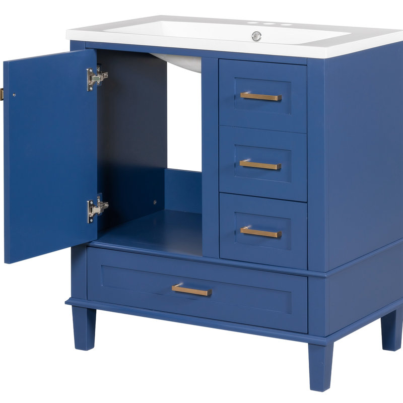 Meuble-lavabo simple 18,09 po avec comptoir d'évier, Bleu