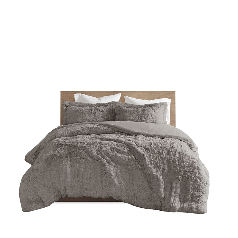 Ensemble de housse de couette Susie, Housse de couette simple + 1 taie décorative euro, Gris