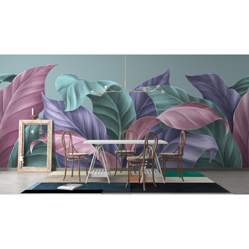 Papier peint floral Big Leaves, L 27,96 po x l 39 po