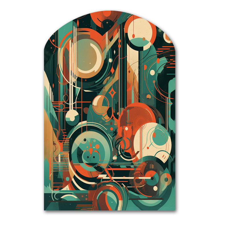 Décoration murale en métal vert et orange Mid Century Innovations IV - Abstrait Mid-Century, H 43 po x l 33 po x P 1 po