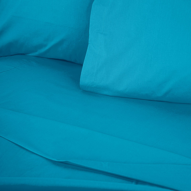 Premium 100% Cotton Ranforce King Fitted Sheet, Turquoise, 70.9 x 78.7 + 11.8 inches | 155 Thread Count, Machine Washable at 86°F | Soft, Durable, and Breathable for Luxurious Sleep Experience