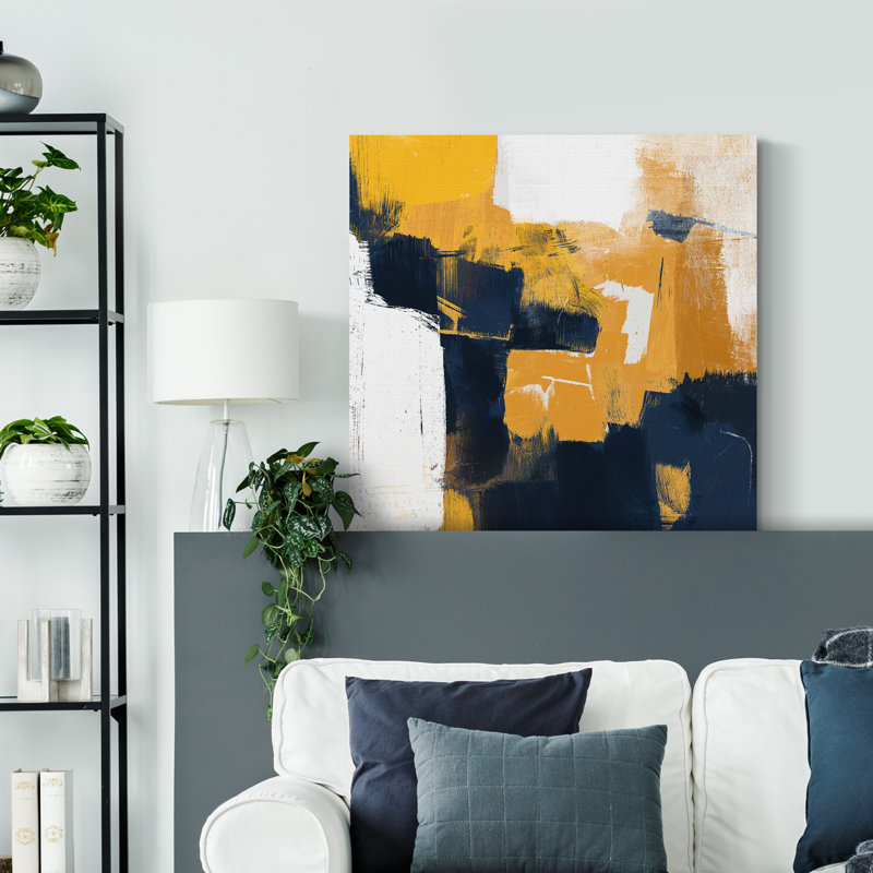 «Navy & Gold I», reproduction sur toile tendue, H 24 po x l 24 po x P 1 po
