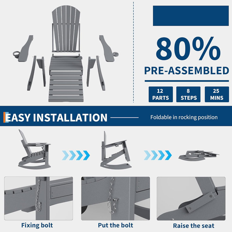 Outdoor Adirondack Chair, Grey