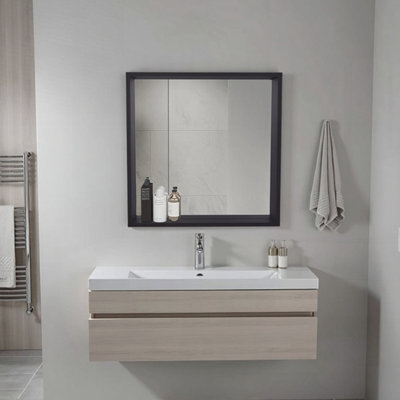 Lavabo pour armoire de salle de bain Quilcene, noir, salle de bain
