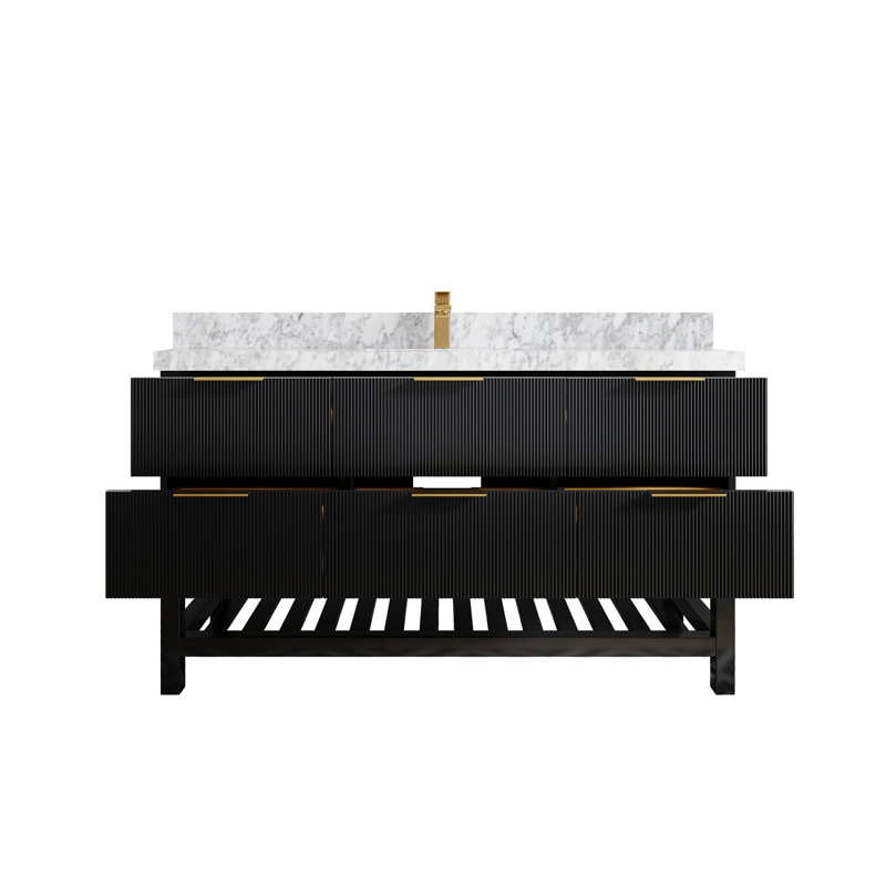 Charmarie 60'' Single Bathroom Vanity with Marble Top