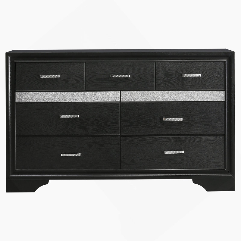 Commode 9 tiroirs noire, Noir