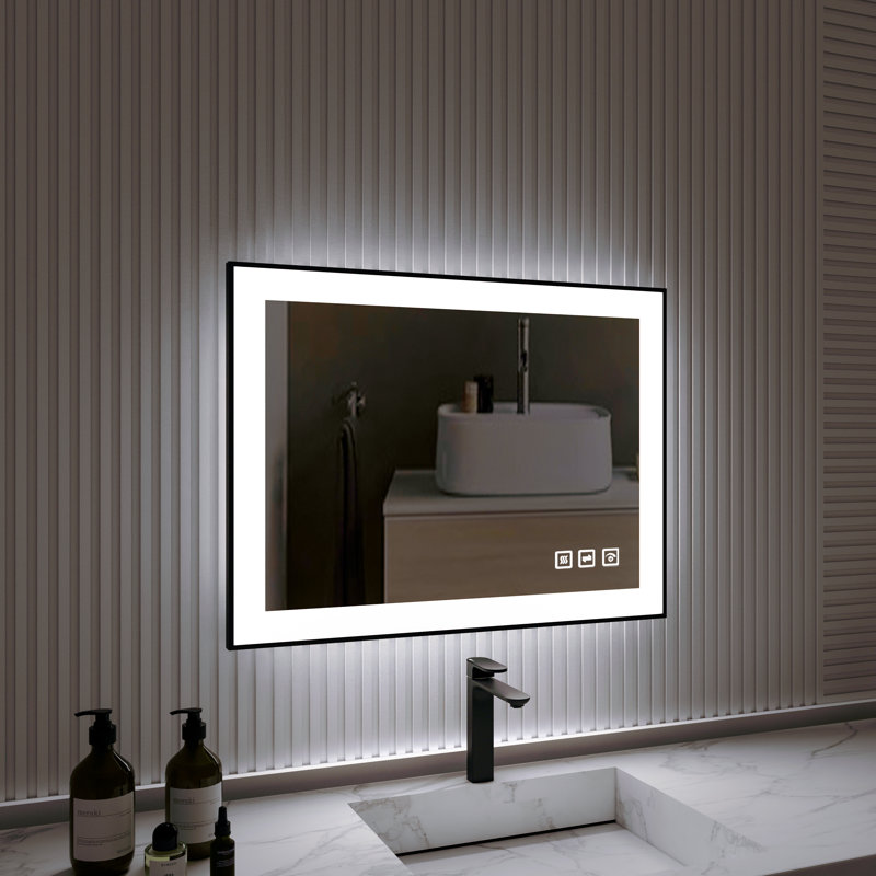 Miroir de salle de bain multifonctionnel éclairé, H 32 po x l 24 po