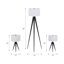 Metal,S,3,26,60"H,Table&Floor Tripod Lamps,Blk
