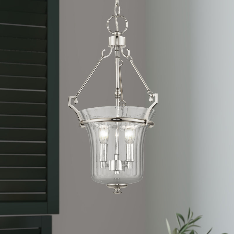 Luminaire suspendu unique en forme d'urne à 2 lumières Bolindale, Nickel poli