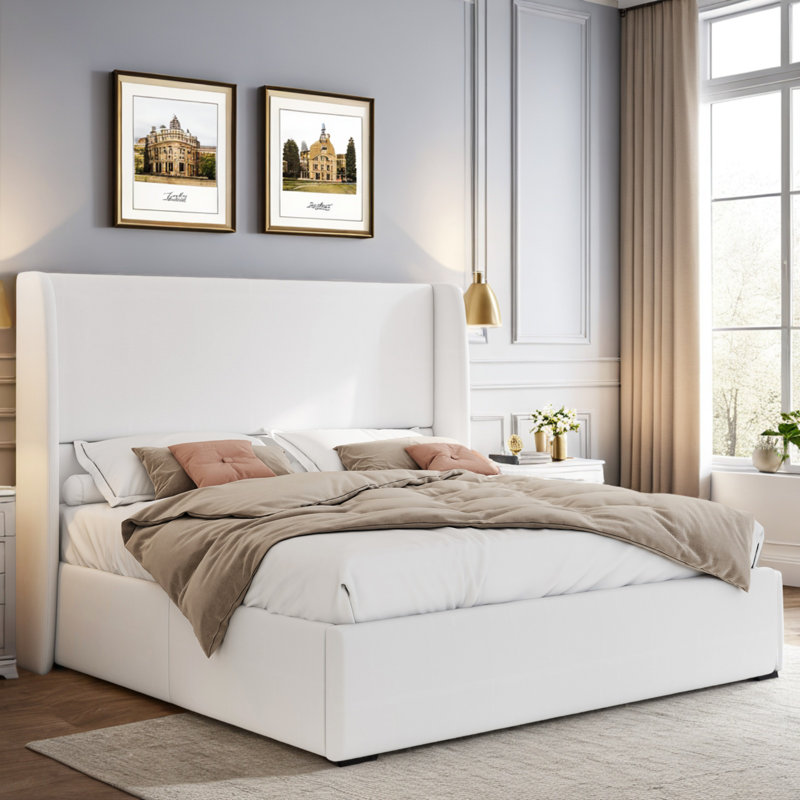 Brooklinn Upholstered Platform Storage Bed - White