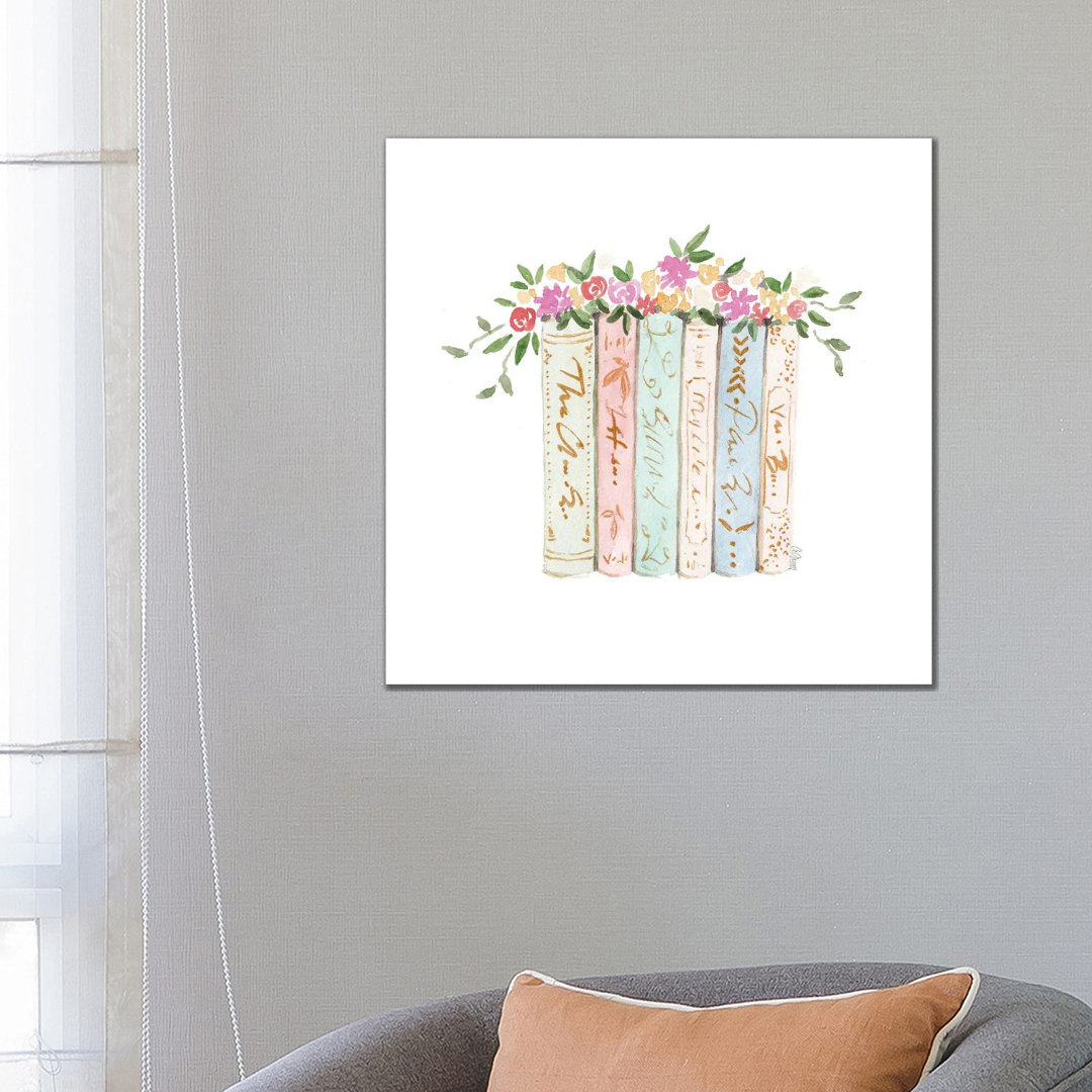 Bücher und Blumen von Style Of Brush - Gallery-Wrapped Canvas Giclée