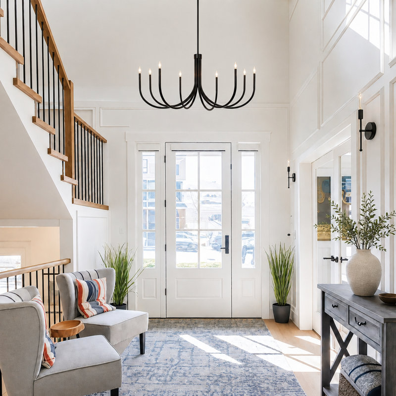 8-Light Dimmable 44"W Oversized Chandelier
