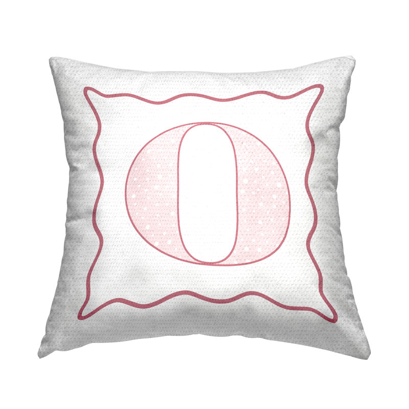 Coussin décoratif à pois rose lettre intérieur / extérieur, O